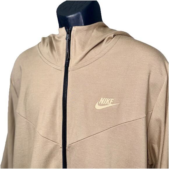 NWT Nike Tech XL Fleece Full Zip Sweatshirt Jacket Khaki Tan Hooded DX0822-247 - Picture 2 of 8